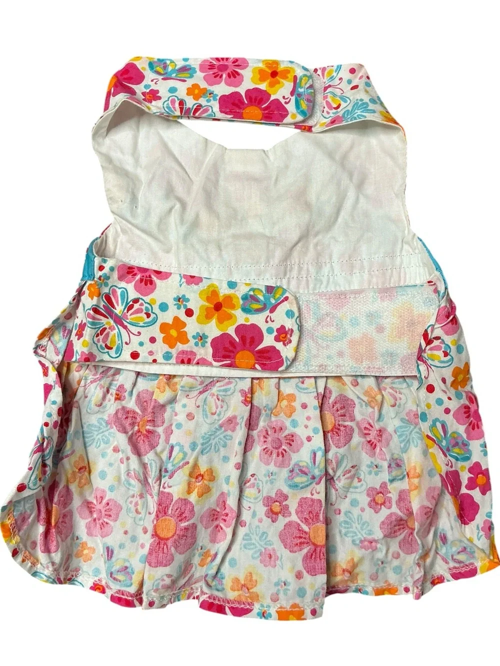 Floral Pink & Turquoise Dog Harness Dress Size M